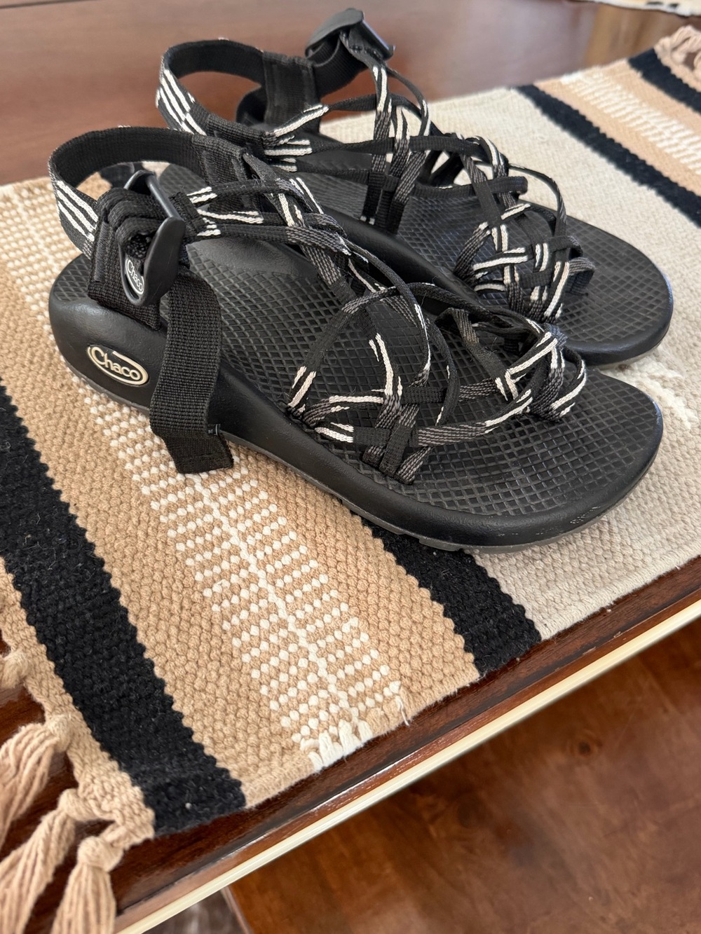 Chaco Women's Black Sandals with White Accent Straps
